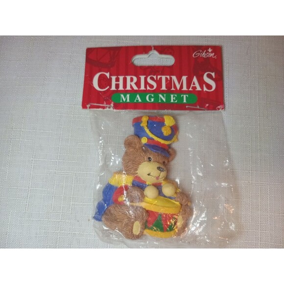 5/$25 Gibson Magnet Christmas Vintage DRUMMING BEAR Major Refrigerator Fridge - Picture 1 of 2